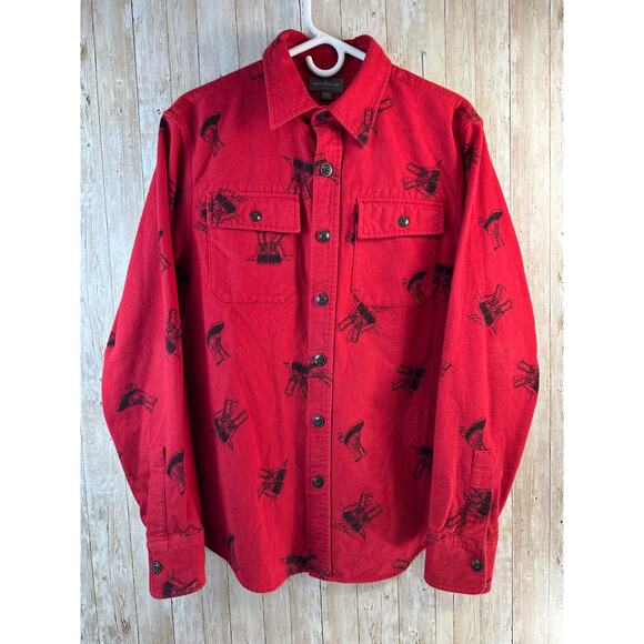 LL Bean Signature 1933 Chamois Cloth Shirt Mens M Royal Red‎ Bean Boot Slim Fit - Picture 1 of 10
